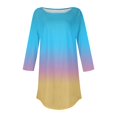 thumbnail image 4 of Pxiakgy Vente Chaude!! T-Shirts à Manches Longues Col Rond pour Femmes Printemps Automne Tie Dye Hauts Amples Tunique Décontractée Blouse Col Printemps Tunique Imprimée Décontractée T-Shirts Trois Quarts Hauts pour Femmes Bleu Ciel L, 4 of 5