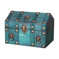 thumbnail image 3 of Rongfmy Pirate Treasure Chest Solid Wood Handmade Photo Props Decorative Storage Box Green, 3 of 9