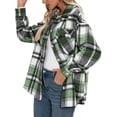 thumbnail image 4 of Women's Oversized Plaid Button Down Shirt Shacket Jacket Long Sleeve Casual Fall Outwear with Pockets, 4 of 6