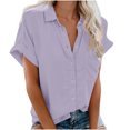 thumbnail image 1 of Birdeem Fashion Woman Causal Button Solid Blouse Short Sleeve T-Shirt Summer Tops, 1 of 6