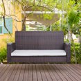 thumbnail image 2 of Outsunny 2-Person Outdoor Rattan Porch Swing with Cushion and Steel Chains, Beige, 2 of 10