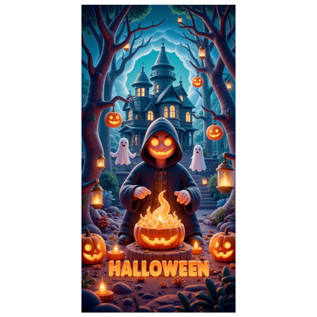 Spooky Gothic Pumpkin Banner Haunted Halloween Ghost for Holiday Decoration Party Decor Indoor Event