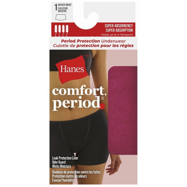 Hanes Comfort, Period. Super Leak Protection Boyshort, 1-Pack