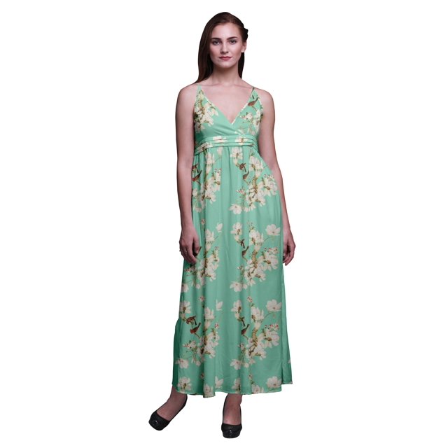Bimba Robe Bohème de Plage Longue Sans Manches à Bretelles Imprimée Florale pour Femme - XX-Grand