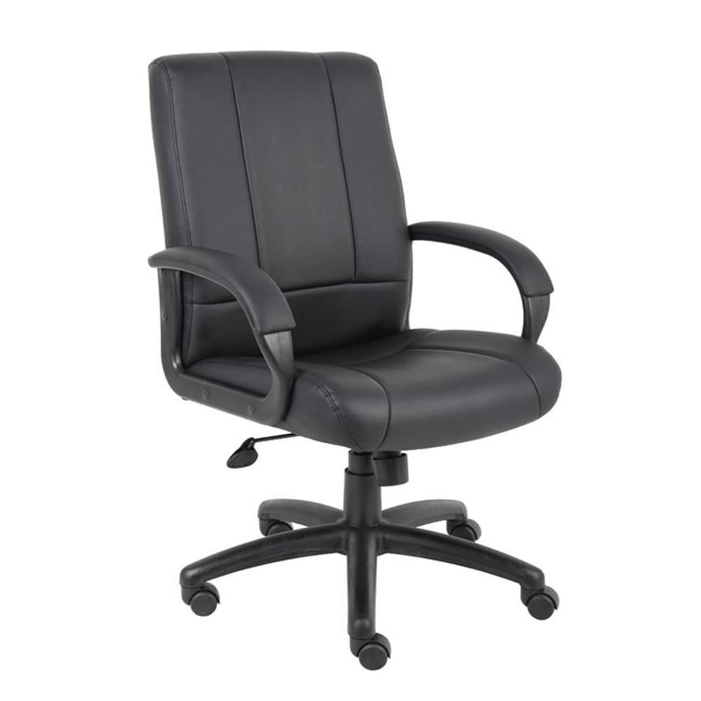 Boss Office Products Mid-Back Caressoft Vinyl Executive Office Chair in Black