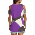 thumbnail image 4 of Soki Womens Tops Color Blocked Printed Short Sleeved V-Neck Off Shoulder Fashionable Summer Clothes, 4 of 6