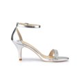 thumbnail image 3 of BLISSFUL STEP Women's Solid Color Open Toe Rhines Ankle Strap Stiletto Sandals Silver 6, 3 of 8