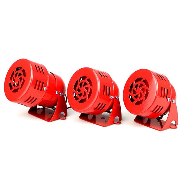 Red Alarm Siren With Powerful Motor – AC220V/110V & DC24V/12V, Continuous Loud Sound For Factories, Construction Sites, Road Use