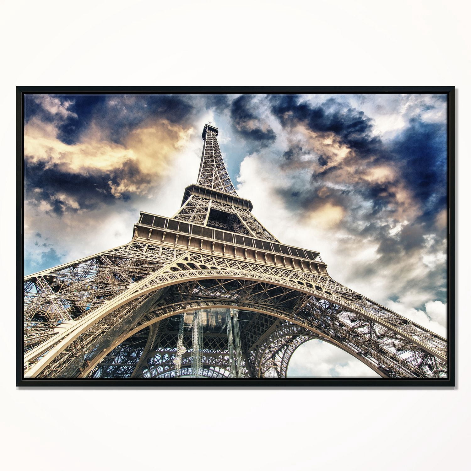 Design Art La Vue De La Tour Eiffel De Paris Du  Sol  Sur Toile Encadrée