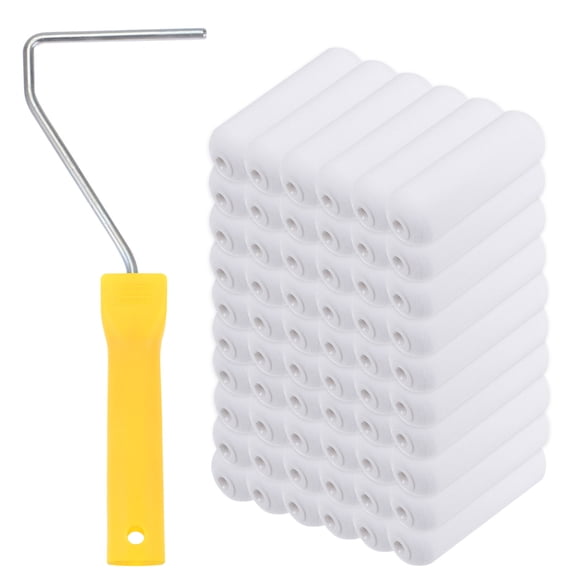 Unique Bargains Paint Roller Kit 50packs 4 Inch Sponge Small Paint Roller Brush with Handle