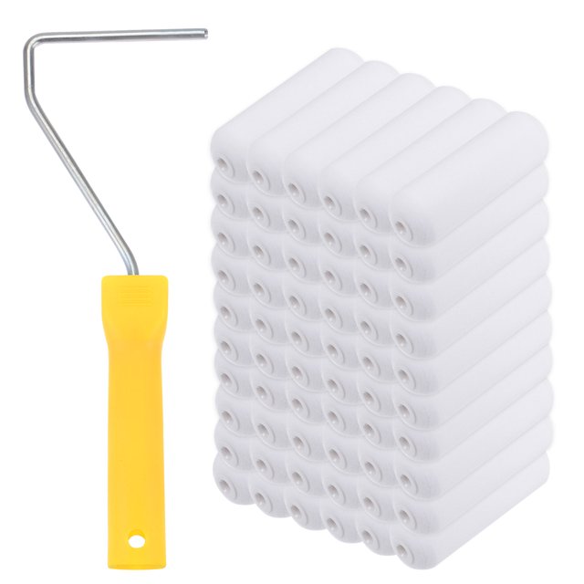 Unique Bargains Paint Roller Kit 50packs 4 Inch Sponge Small Paint Roller Brush with Handle