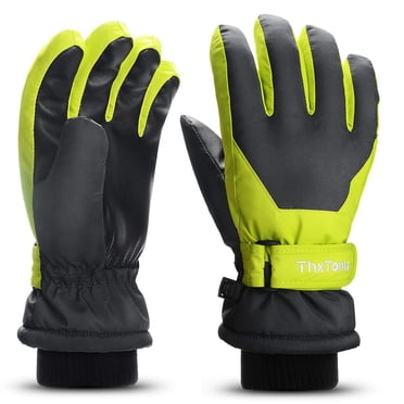 ThxToms Gants de Neige pour Enfants Imperméables Gants de Ski d'Hiver pour Garçons et Filles Gants de Neige pour Tout-Petits pour Temps Froid Sports de Plein Air Planche à Neige Vélo pour 7-10 Ans