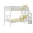 thumbnail image 3 of Max & Lily Lit Superposé Simple sur Simple pour Enfants, Lits Superposés en Bois avec Escaliers et Rangement, Blanc, 3 of 4