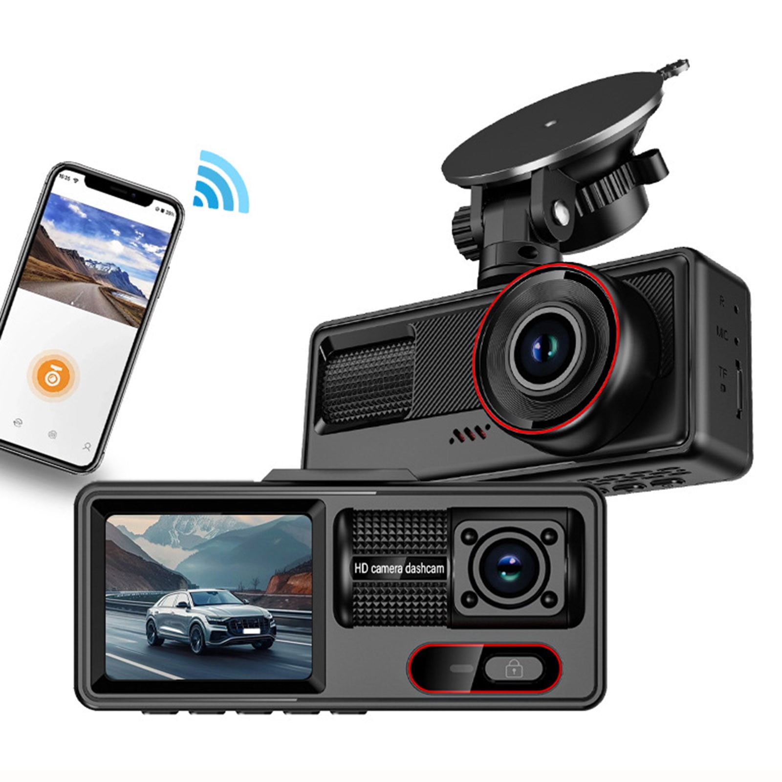 FHBVT 2 Channel Dash Cam Front & Inside 1080P HD Screen with Night Vision Wide Angle Parking Monitor G-Sensor Loop Recording WiFi Support for Easy Access to Footage Anytime