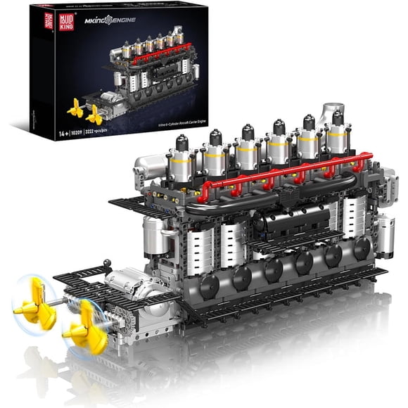 Mould King Ensembles de Construction de Moteur de Porte-Avion, Trousse de Modèle de Moteur à Entraînement par Puce Intelligente Qui Fonctionne, Construisez Votre Propre Moteur de Modèle STIM, Cadeau pour 14+/adultes Passionnés de Collections (3222+ PCS)