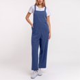 thumbnail image 2 of Combinaison Décontractée Confortable pour Femme, Couleur Unie, avec Poches, Printemps Été, Combinaison Boutonnée Décontractée, Combinaison pour Femme, Bleu, M, 2 of 7