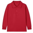 thumbnail image 1 of zbxnLI Girls Boys School Uniform Long Sleeve Golf Shirts Button Closure Collared Tops 2-15 Years, 1 of 3
