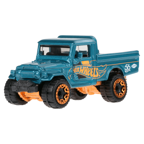 Hot Wheels 1:64 Scale Die-Cast Toy Car or Truck with Turquoise- & Copper-Colored Deco, Toyota Land Cruiser