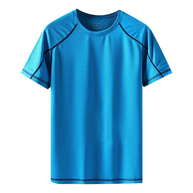 BOBOGOJP T-shirt à Encolure pour Homme, Coupe Classique, Manches Courtes, Col Ras du Cou (Bleu Ciel, TTG)