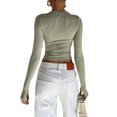 thumbnail image 3 of Fortune Women Casual Slim Fit Basic Crop Tops Solid Color Long Sleeve Pullover Tight Tee Shirts, 3 of 8
