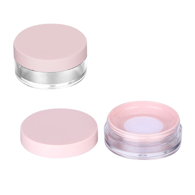 EeaseCA 2 Pcs Étui à Poudre Vide 10g Rond en Maille Élastique Contenant de Poudre Libre Étui à Maquillage (Rose)