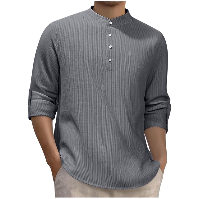 Dagugfen Plus Size Shirts for Men Striped Long Sleeve Button V Neck Slim Lightweight Casual Work Tops