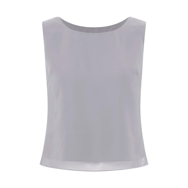 Oyolan Débardeur en Mousseline Uni pour Femme, Col Rond, Camisole Décontractée Sans Manches, Hauts Habillés Gris G