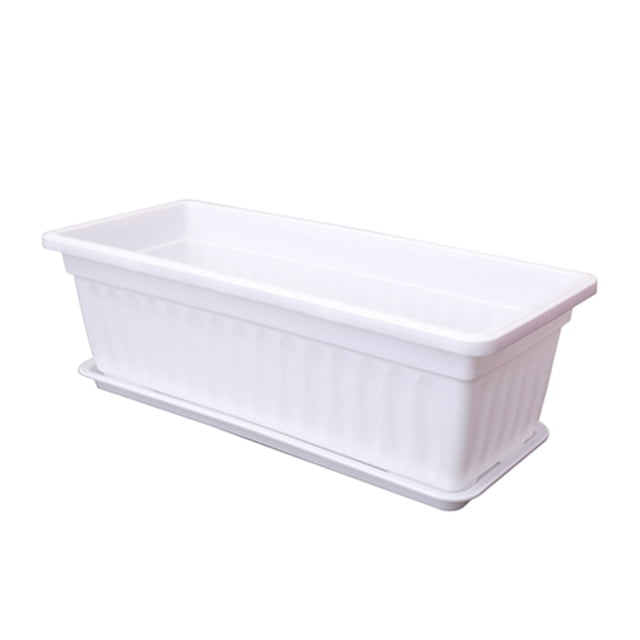 Window Sill Flower Pot with Holes and Tray for Indoor Outdoor Garden Balcony Vegetable Rectangular Planter