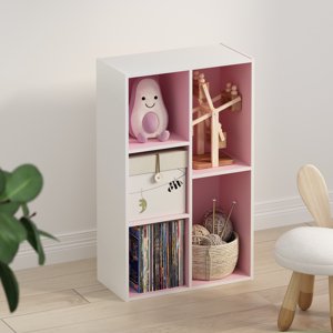Furinno TOMI Étagère du livre, 5-Cube Bibliothèque, Bibliothèque réversible, 9.4 x 19.5 x 31.5, pour le salon, Chambre, Bureau à la maison, Rose