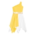 thumbnail image 3 of Yartina Robe de Danse Asymétrique pour Filles, Tunique de Prière Lituricale, Jaune 8, 3 of 5