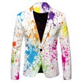 thumbnail image 1 of Rinsvye Men's Splash ink Color Mens Prom Suits Printed Casual Loose Personality Tan Suits for Men Suit Jacket, 1 of 2