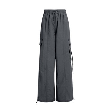 HNMKIU Trendy Cargo Pants for Girls High Waisted Casual Drawstring Joggers for Everyday and Outfits Teen Girls Loose Fit Bottoms