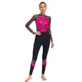 thumbnail image 1 of Jizyo Women's Long Sleeve Dance Unitard Shiny Rhinestone Full Body Suits One Piece Jumpsuits Hot Pink XL, 1 of 5