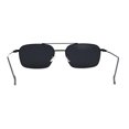 thumbnail image 2 of Mens Old School Double Bridge Narrow Rectangle Metal Rim Sunglasses All Black, 2 of 4