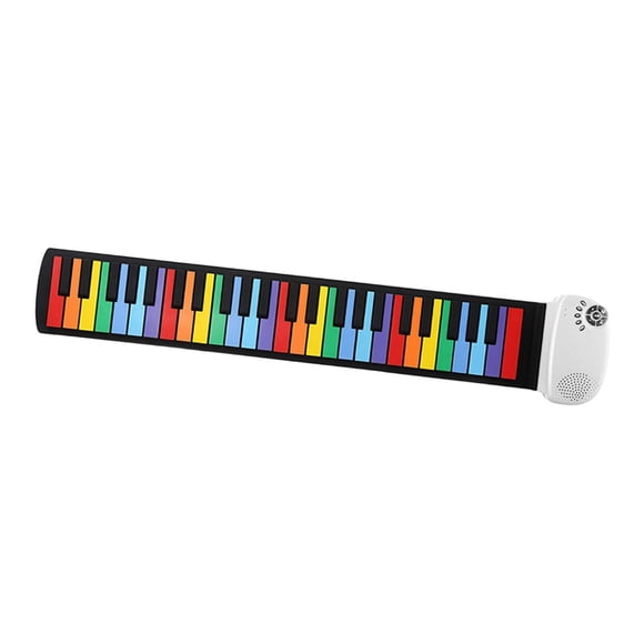 Xuanheng Piano Enroulable 49 Touches Flexible à Rouler à la Main pour Débutant Enfants Adultes Enfants Touche Arc-en-Ciel Blanc