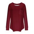 thumbnail image 4 of Yuyuzo T-Shirts à Manches Longues pour Femmes Col Ras du Cou Décontractés Basiques Doux Amples Couleur Unie Hauts d'Automne, 4 of 5