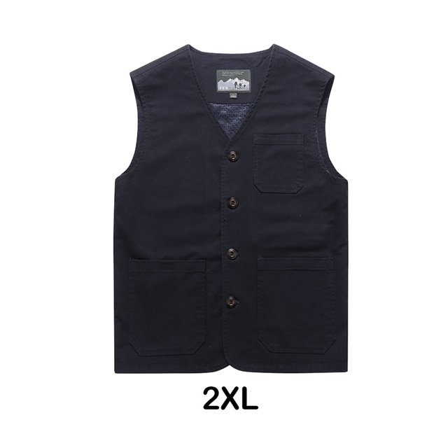 Baohd Versatile And Durable Cotton Vests With Pockets For Men Comfortable To Wear Dark Blue XXL 1Set