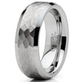 thumbnail image 2 of Mens Tungsten Ring Hammered Wedding Band Silvertone Comfort-fit 8MM, 2 of 3
