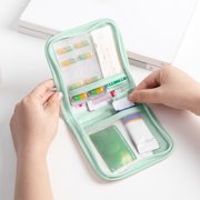 Mini First Aid Kit Set of 2 | Portable Storage Bag | Compact Waterproof Polyester Organizer | Multi Pocket Design | Travel, Camping, Hiking Emergency Medications Holder | Green, Gray, Beige,