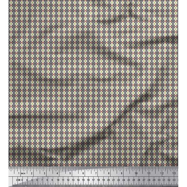 Soimoi Rayon Crepe Fabric Geometric Small Print Fabric by The Yard 46 Inch Wide