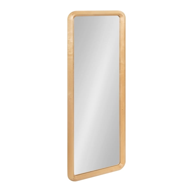Kate and Laurel Pao Modern Rounded Rectangular Wall Mirror, 16 x 48, Natural Wood, Decorative Scandinavian Tall Wood Mirror with Radius Corners for Vertical or Horizontal Display