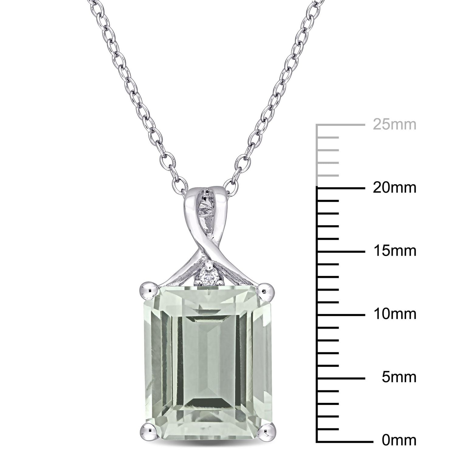 Pendentif avec chaine Miabella avec 5-3/8 CT PBT de quartz vert et topaze blanche en argent sterling