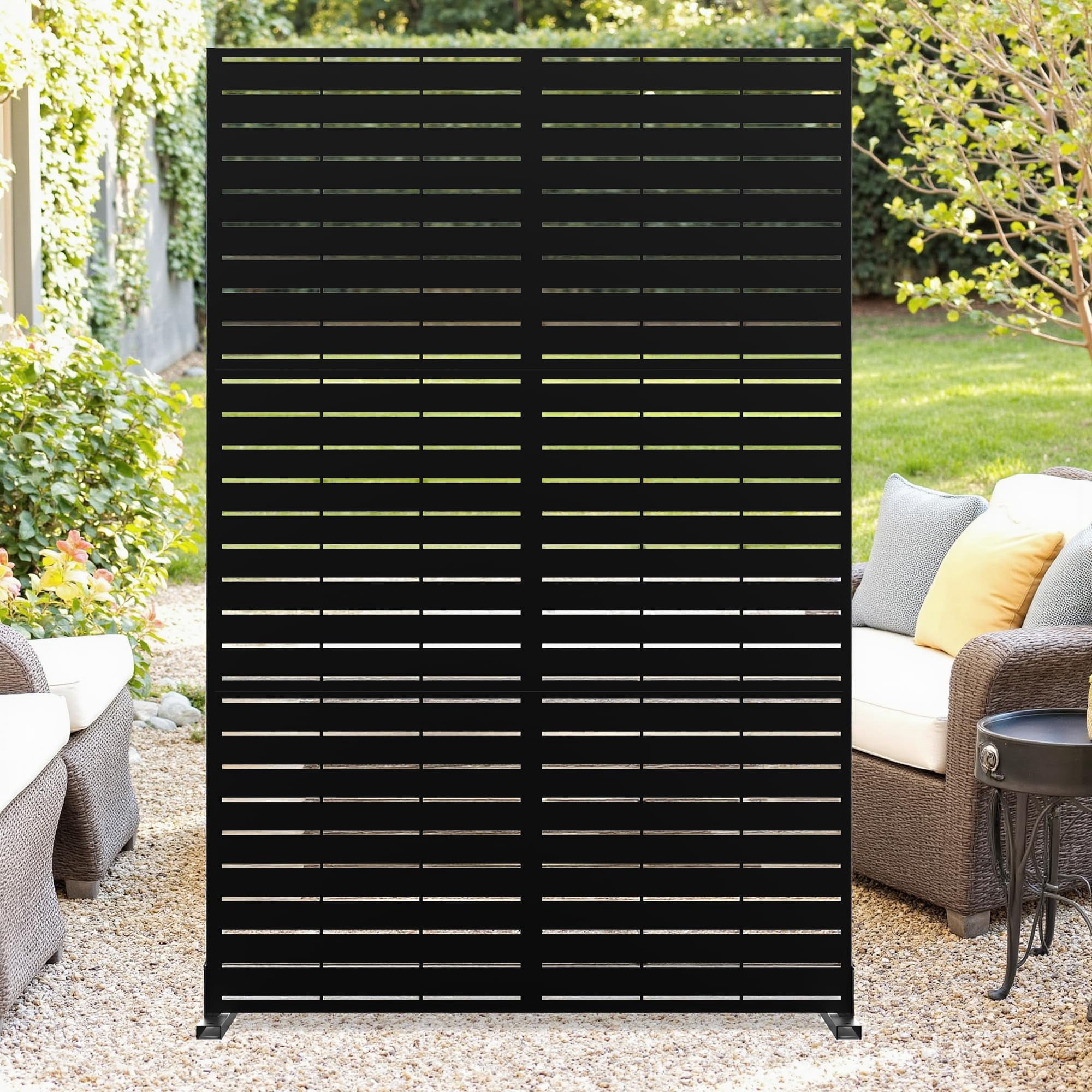 72" H x 47" W Freestanding Metal Privacy Screen - Rustproof Weather-Resistant, 0.39" Gap Decorative Fence for Patio & Garden