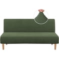 thumbnail image 1 of Armless Futon Cover Stretch Sofa Bed Slipcover Protector Elastic Feature Rich Textured High Spandex Small Checks Jacquard Fabric Futon Cover, Machine Washable, 1 of 7