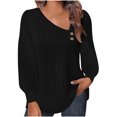 thumbnail image 1 of Yuyuzo Womens Puff Long Sleeve Shirts Collared Button V Neck Tunic Tops Textured Loose Fall Blouses, 1 of 7