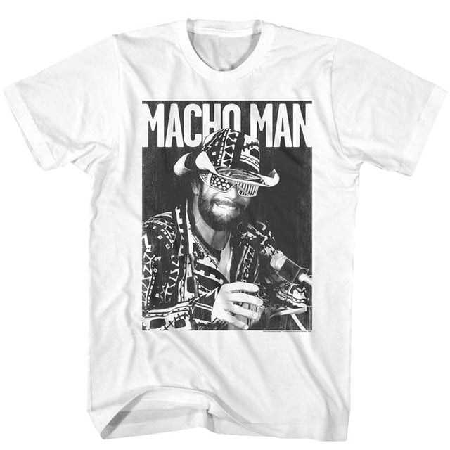 Macho Man Machoman T-Shirt Blanc pour Adulte 5TG