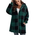 thumbnail image 1 of CEHVOM Veste à Capuche Décontractée à Carreaux avec Poches pour Femmes, Mode, Chaude, en Liquidation, 1 of 5
