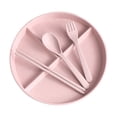 thumbnail image 2 of Dividing Tableware Set, Partitioned Plates with Spoon, Fork & Chopsticks, Kitchen Utensils Set for Family Meals, Space-Saving, Microwave Safe, Home & Kitchen Organization, 2 of 5