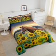 thumbnail image 4 of Erosebridal Ensembles de Literie à Imprimé de Chevaux Simple avec Couette, Insert de Couette Tournesol Vibrant, Décor Faune Rustique, Réversible, 4 of 7