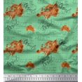 thumbnail image 1 of Soimoi Green Rayon Crepe Fabric Text & Europe Map Travel Print Fabric by the Yard 46 Inch Wide, 1 of 5